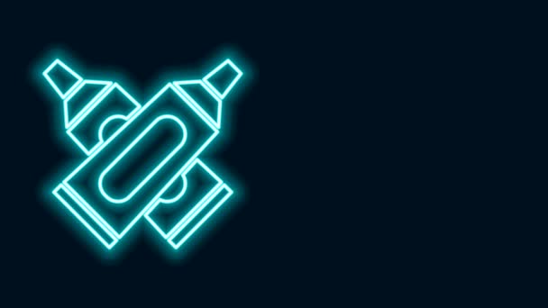 Glowing neon line Crossed tube of toothpaste icon isolated on black background. 4K Video motion graphic animation — Stock Video