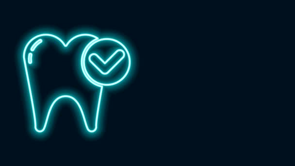 Zářící neonová čára Bělení zubů koncept ikona izolované na černém pozadí. Zubní symbol pro zubní kliniku nebo zubní ordinaci. Grafická animace pohybu videa 4K — Stock video