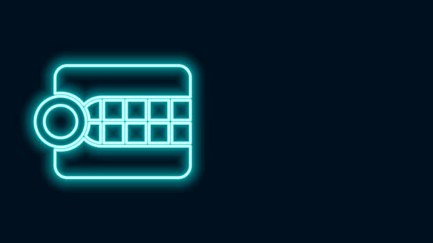 Icono del modelo de prótesis dentales de línea de neón brillante aislado sobre fondo negro. Concepto dental. Animación gráfica de vídeo 4K — Vídeos de Stock