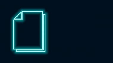 Parlayan neon hattı Belge simgesi siyah arkaplanda izole edildi. Dosya simgesi. Kontrol listesi simgesi. İş konsepti. 4K Video hareketli grafik canlandırması