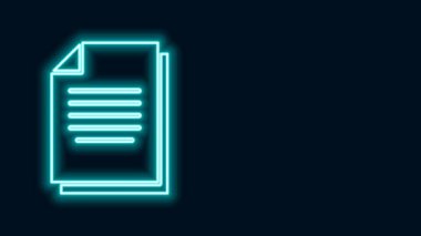 Parlayan neon hattı Belge simgesi siyah arkaplanda izole edildi. Dosya simgesi. Kontrol listesi simgesi. İş konsepti. 4K Video hareketli grafik canlandırması