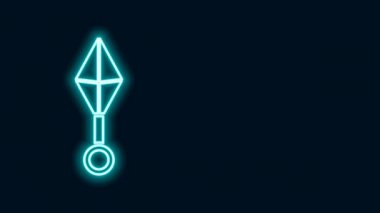Parlayan neon hattı Japon ninja shuriken simgesi siyah arkaplanda izole edildi. 4K Video hareketli grafik canlandırması