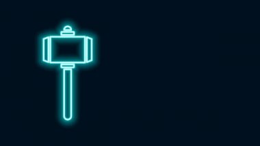 Parlayan neon hattı Savaş Çekici simgesi siyah arka planda izole edildi. 4K Video hareketli grafik canlandırması