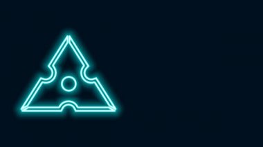 Parlayan neon hattı Japon ninja shuriken simgesi siyah arkaplanda izole edildi. 4K Video hareketli grafik canlandırması