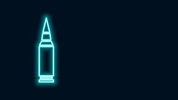 Glowing neon line ikon Bullet terisolasi pada latar belakang hitam. Animasi grafis gerak Video 4K — Stok Video