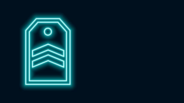 Gloeiende neon lijn Chevron icoon geïsoleerd op zwarte achtergrond. Militaire badge teken. 4K Video motion grafische animatie — Stockvideo