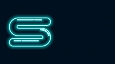 Parlayan neon çizgisi Havlu simgesi siyah arkaplanda izole edildi. 4K Video hareketli grafik canlandırması