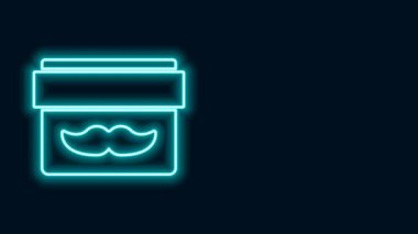 Parlayan neon çizgisi kremi ya da losyon kozmetik kavanozu simgesi siyah arkaplanda izole edilmiş. Erkekler için vücut bakım ürünleri. 4K Video hareketli grafik canlandırması