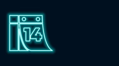 Siyah arkaplanda 14 Şubat simgesiyle parlayan neon hattı takvimi. Sevgililer Günü. Aşk sembolü. 4K Video hareketli grafik canlandırması