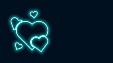 Parlayan neon çizgisi kalp simgesi siyah arkaplanda izole edildi. Romantik sembol, bağlanma, tutku ve düğün. Sevgililer Günü sembolü. 4K Video hareketli grafik canlandırması