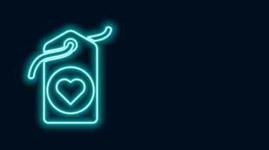 Parlayan neon hattı kalp etiketi simgesi siyah arkaplanda izole edildi. Aşk sembolü. Sevgililer Günü sembolü. 4K Video hareketli grafik canlandırması