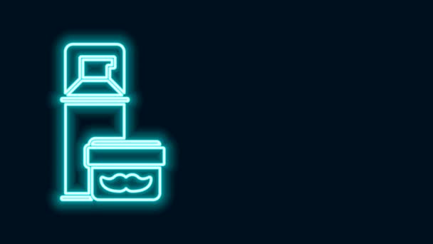 Świecąca neonowa ikona żelu do golenia wyizolowana na czarnym tle. Krem do golenia. 4K Animacja graficzna ruchu wideo — Wideo stockowe