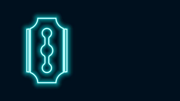 Glowing neon line Blade razor icon isolated on black background. 4K Video motion graphic animation — Stock Video