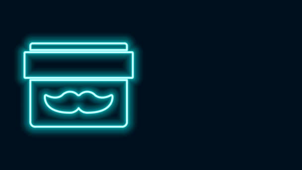Zářící neonová čára Krém nebo krém kosmetické sklenice ikona izolované na černém pozadí. Výrobky pro péči o tělo pro muže. Grafická animace pohybu videa 4K — Stock video