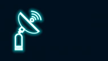 Parlayan neon hattı Radar simgesi siyah arkaplanda izole edildi. Arama sistemi. Uydu sinyali. 4K Video hareketli grafik canlandırması