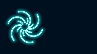 Parlayan neon çizgisi kara delik simgesi siyah arkaplanda izole edildi. Uzay deliği. Collapsar. 4K Video hareketli grafik canlandırması