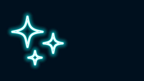 Leuchtende Neon-Linie Sternschnuppen-Symbol isoliert auf schwarzem Hintergrund. Sternschnuppe mit Sternschnuppe. Meteoroid, Meteorit, Komet, Asteroid, Sternsymbol. 4K Video Motion Grafik Animation — Stockvideo
