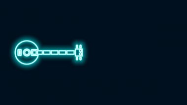 Parlayan neon hattı Banjo simgesi siyah arkaplanda izole edildi. Müzik aleti. 4K Video hareketli grafik canlandırması