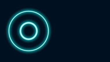 Parlayan neon çizgi simgesi siyah arkaplanda izole edildi. Çatal bıçak sembolü. Restoran tabelası. 4K Video hareketli grafik canlandırması