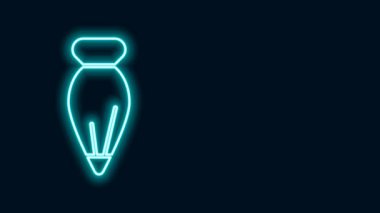 Siyah arka planda krem rengi ikonla süslenmiş pastalar için parlak neon çizgili pasta torbası. Mutfak gereçleri ve aletler. 4K Video hareketli grafik canlandırması