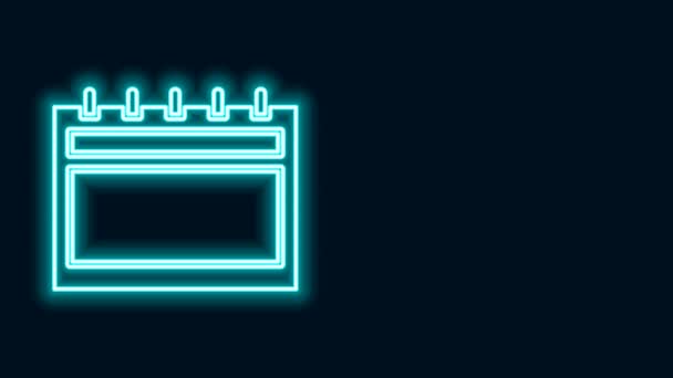 Glödande neon linje Kalender ikon isolerad på svart bakgrund. Händelse påminnelse symbol. God Jul och Gott Nytt År. 4K Video motion grafisk animation — Stockvideo