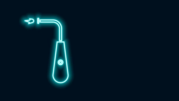 Žhnoucí neonová čára Dlouhá ikona elektrického zapalovače izolovaná na černém pozadí. Grafická animace pohybu videa 4K — Stock video