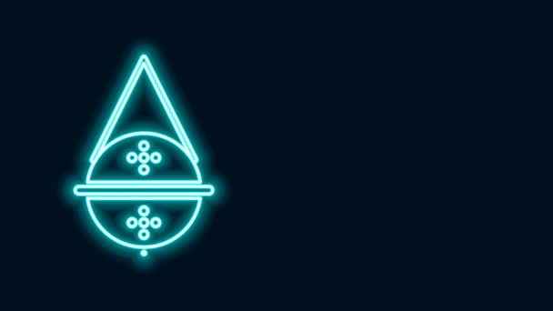 Glow néon ligne Boule thé crépine icône isolée sur fond noir. Animation graphique de mouvement vidéo 4K — Video
