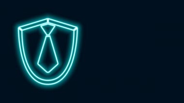 Parlayan neon hattı simgesi siyah arkaplanda izole edildi. Boyunbağı ve boyun bezi sembolü. 4K Video hareketli grafik canlandırması