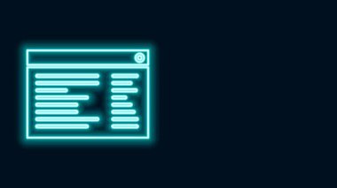 Parlayan neon hattı Yazılım, web geliştirici programlama kodu simgesi siyah arkaplanda izole edildi. Program kodunun rastgele bilgisayar betiği parçalarını Javascript et. 4K Video hareketli grafik canlandırması