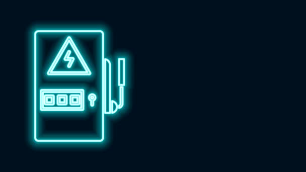 Glowing neon line Electrical panel icon isolated on black background. 4K Video motion graphic animation — Stock Video