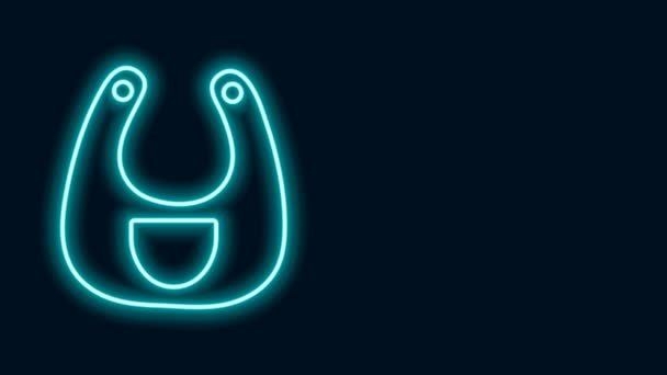 Ragyogó neon vonal Baba partedli ikon elszigetelt fekete háttér. 4K Videó mozgás grafikus animáció — Stock videók
