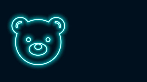 Žhnoucí neonová čára Teddy medvídek plyšové hračky ikona izolované na černém pozadí. Grafická animace pohybu videa 4K — Stock video