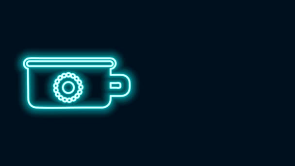 Leuchtende Neon-Linie Baby Töpfchen Symbol isoliert auf schwarzem Hintergrund. Kammertopf vorhanden. 4K Video Motion Grafik Animation — Stockvideo