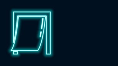 Siyah arka planda izole edilmiş evcil hayvan ikonu için parlak neon hattı kapısı. 4K Video hareketli grafik canlandırması