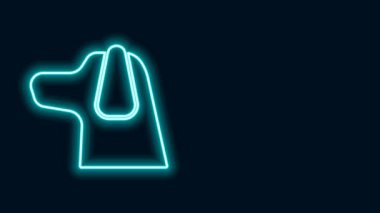 Parlayan neon hattı köpek simgesi siyah arkaplanda izole edildi. 4K Video hareketli grafik canlandırması