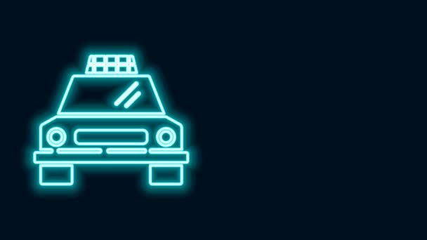 ネオンラインの輝き黒い背景に隔離されたタクシーの車のアイコン。4Kビデオモーショングラフィックアニメーション — ストック動画