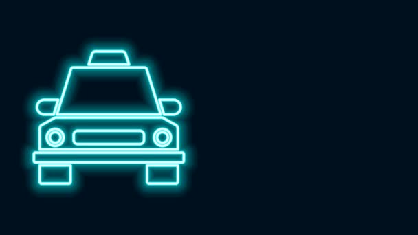 검은 배경에 네온 택시의 자동차 아이콘 분리. 4K 비디오 모션 그래픽 애니메이션 — 비디오