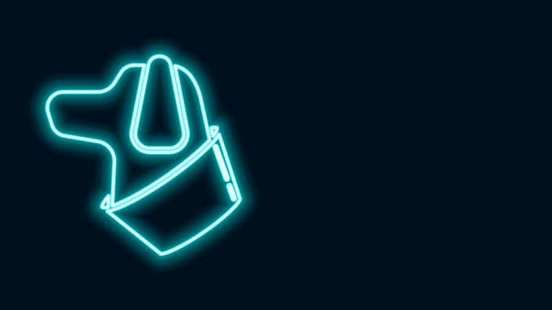 Glowing neon line Dog icon isolated on black background. 4K Video motion graphic animation — Stock Video