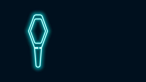 Gloeiende neon lijn Huisdieren flacon medisch icoon geïsoleerd op zwarte achtergrond. Voorgeschreven medicijnen voor dieren. 4K Video motion grafische animatie — Stockvideo