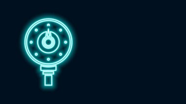 Parlayan neon hattı motor gaz göstergesi simgesi siyah arkaplanda izole edildi. Yakıt göstergesi boş. Tam depo göstergesi. 4K Video hareketli grafik canlandırması