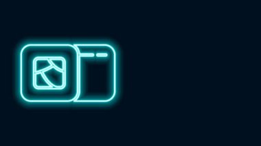 Parlayan neon hattı Sushi simgesi siyah arkaplanda izole edildi. Geleneksel Japon yemekleri. 4K Video hareketli grafik canlandırması