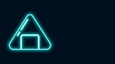 Parlayan neon hattı Sushi simgesi siyah arkaplanda izole edildi. Geleneksel Japon yemekleri. 4K Video hareketli grafik canlandırması