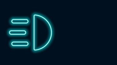 Parlayan neon hattı Yüksek Işın simgesi siyah arkaplanda izole edildi. Araba farları. 4K Video hareketli grafik canlandırması