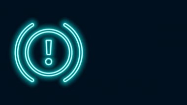 Parlayan neon hattı fren sistemi uyarı simgesi siyah arkaplanda izole edildi. Arabada ünlem işareti var. Gösterge tabelaları. 4K Video hareketli grafik canlandırması