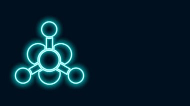 Parlayan neon hattı bakteri simgesi siyah arkaplanda izole edildi. Bakteriler ve mikroorganizmalar, sebep olan mikroorganizma hastalıkları, hücre kanseri, mikrop, virüs, mantar. 4K Video hareketli grafik canlandırması