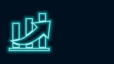 Parlak neon hattı finansal büyüme ve madeni para ikonu siyah arka planda izole edildi. Gelirleri arttırıyorum. 4K Video hareketli grafik canlandırması