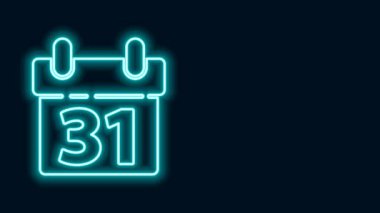 Parlayan neon çizgisi takvim simgesi siyah arkaplanda izole edildi. Olay hatırlatma sembolü. Mutlu Noeller ve mutlu yıllar. 4K Video hareketli grafik canlandırması