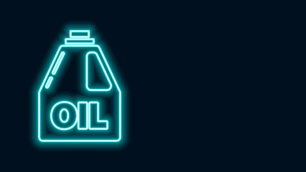 Glödande neon line Plastbehållare för motor maskin olja ikon isolerad på svart bakgrund. Oljegallon. Service och reparation av oljebyte. 4K Video motion grafisk animation — Stockvideo
