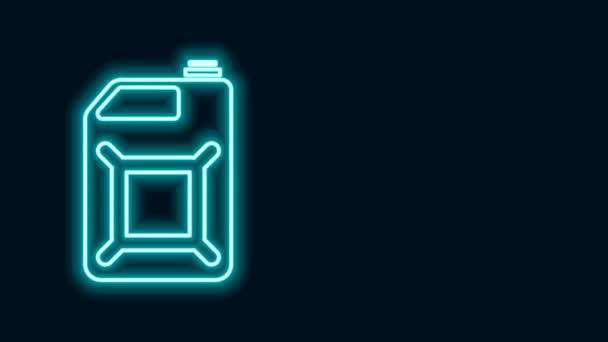 Línea de neón brillante Bote para icono de gasolina aislado sobre fondo negro. Icono de gas diesel. Animación gráfica de vídeo 4K — Vídeo de stock