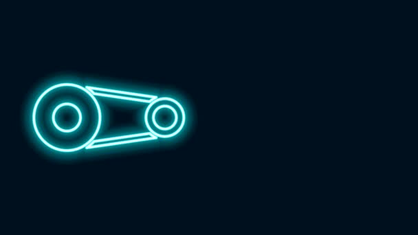 Luminoso neon linea Timing cintura icona kit isolato su sfondo nero. Animazione grafica 4K Video motion — Video Stock